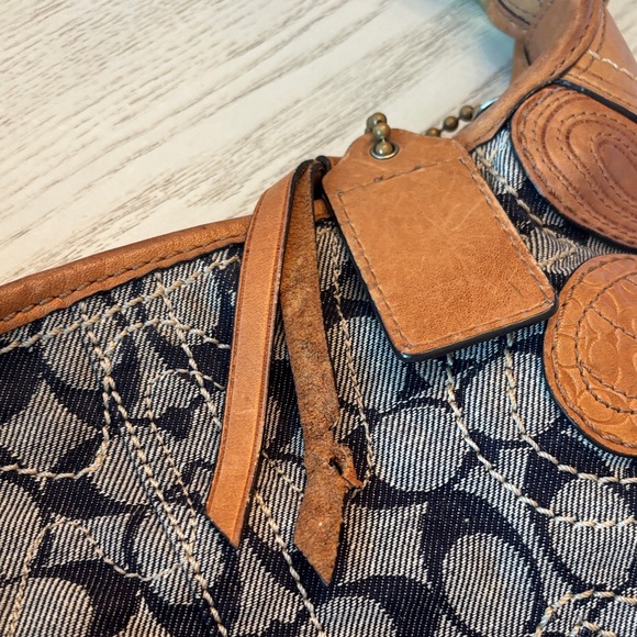 Vintage Coach Floral Hobo Bag - RARE! Blue and Tan - Picture 7 of 8